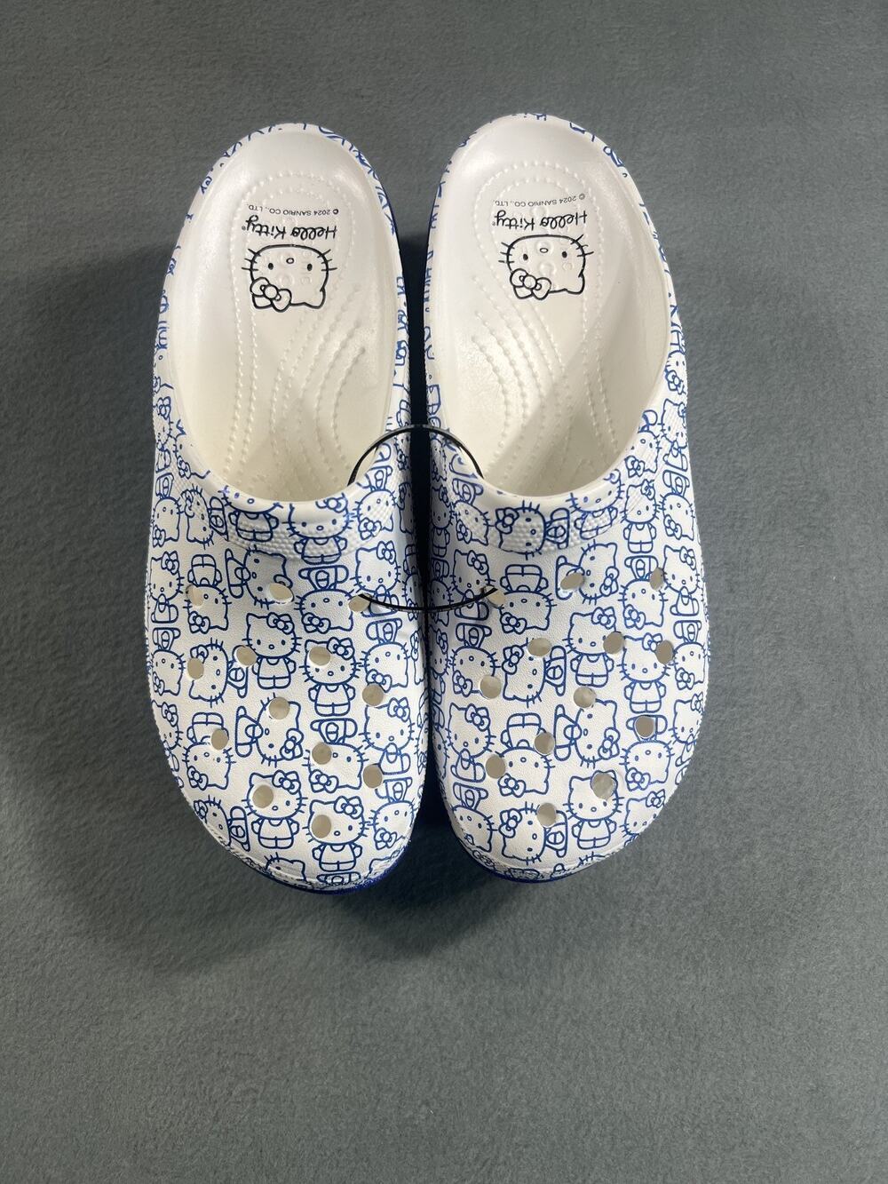 CROCS Hello Kitty Glitter Platform Clogs M9/W11 Blue White Casual Shoes